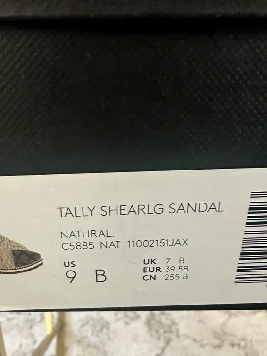 Coach Cream Shearling Cross-Strap Sandals with Brown Logo Footbed - Picture 6 of 6